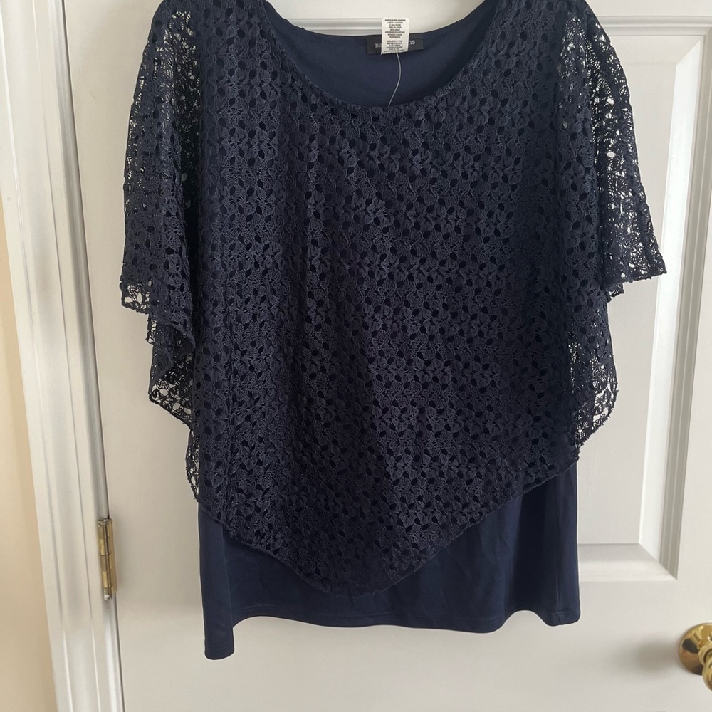 Chic Navy Lace Blouse